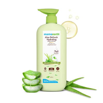 Mamaearth Aloe Refresh Hydrating Body Lotion with Aloe Vera & HA for Soft Soothed Skin 400 ml - Creams, Lotions & Oils