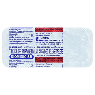 Diominic SR Tablet 10'S - Allergies-Ant