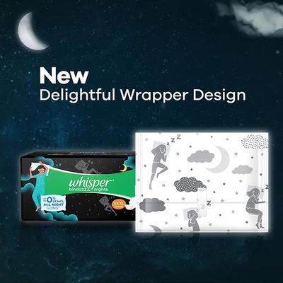 Whisper Thick Bindazzz Nights Sanitary Pads (400mm) (XXXL) 20's - Sanitary Napkins