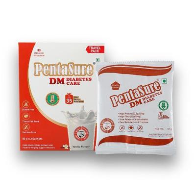 PentaSure DM Diabetic Care Protein Powder - Vanilla Flavour (Travel Pack Sachet of 3 x 50 gm) - Diabetes (Fitness)