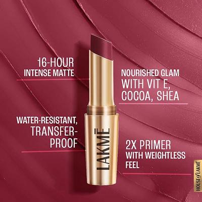 Lakme 9to5 Powerplay Priming Matte Lipstick, Lasts 16hrs, Maroon Mix, 3.6 gm - Lipsticks