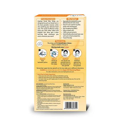 HipHop Facial Wax Strips with Argan Oil - Upper Lip & Sidelocks Strips 10's - Shaving & Hair Removal