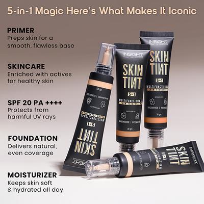 Insight Cosmetics Skin Tint 5In1 Multifunctional Serum Foundation - Cappucino 30 gm - Foundation