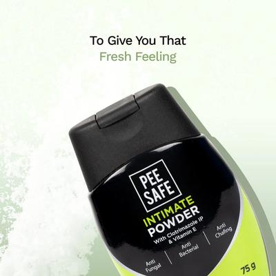 PeeSafe Intimate Powder For Unisex With Clotrimazole IP And Vitamin E Lemongrass Fragrance 75gm - Intimate Care