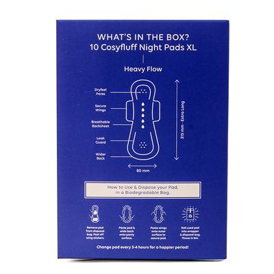 LAIQA Premium Cosyfluff Night Pads (XL) 10's - Sanitary Napkins