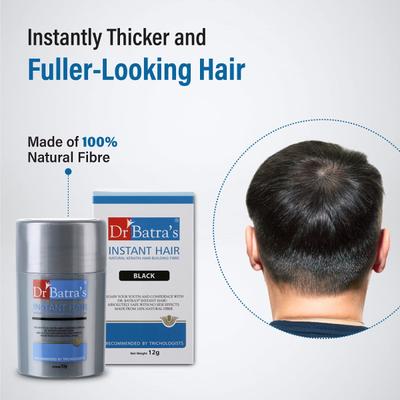 Dr. Batra's Instant Hair Natural Keratin Hair Building Fibre - Black 12 gm - Hair Perms & Texturizers