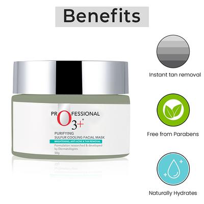 Professional O3+ Dermal Zone Purifying Sulfur Cooling Facial Mask 50 gm - Masks & Peels