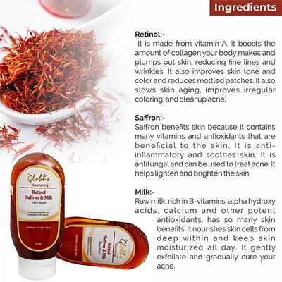 Globus Remedies Retinol Saffron & Milk Nourishing Face Wash 100 ml - Face Wash & Cleansers