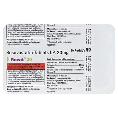 ROZAT 20 Tablet 15's - High Cholesterol-Dys