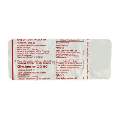 Glycinorm OD 60mg Tablet 10'S - Diabetes-Ant