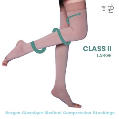 Sorgen Classique Medical Compression Stockings Class 2 Thigh Length - Large 1's - Knee/Leg Supports