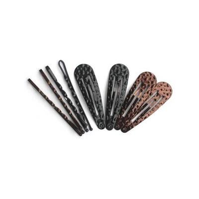 Basicare Clip set, snap clip+ bobby pin,black & brown (pack of 8) 1's - Hair Clips/Bands