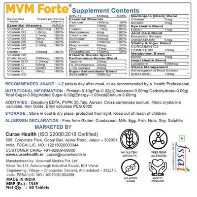 Curae Health MVM Forte Multivitamin and Minerals Tablets 60's - Multi-Vitamins