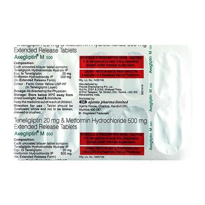AXEGLIPTIN M 500mg Tablet 10's - Diabetes-Ant