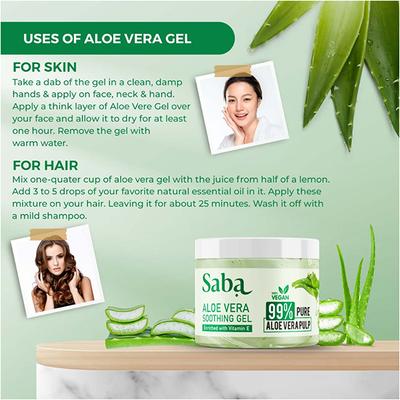 Saba Aloe Veragel Enriched with Vitamin E Hair and Face Treatment 260 gm - Face Gels