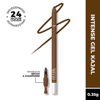 FAE Beauty Eye-Deal Intense Gel Kajal, Smudgeproof, Waterproof, Long Lasting, with Built-In Sharpener & Fine Bristle Brush Shade - Brown Sugar 0.35 gm - Kajal & Kohls