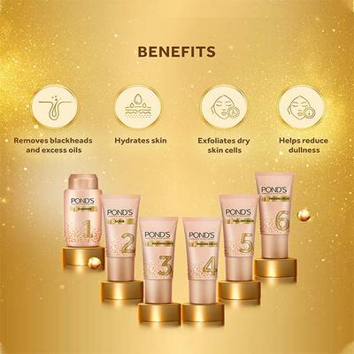 Pond's Golden Radiance Facial Kit, Just 6 Easy Steps 80 gm - Facial Kits