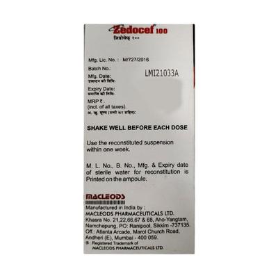 ZEDOCEF 100 Oral Suspension 30ml - Bacterial Infections-Cep