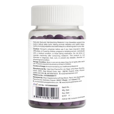 Briyo Melatonin 3 mg Natural grape flavoured Chewable Tablets 60s - Multi-Vitamins