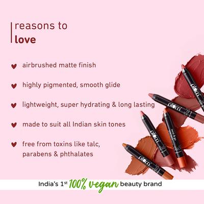 Plum Twist & Go Matte Lipstick Ceramides + Hyaluronic Acid Airbrushed Finish Long Lasting 100% Vegan & Cruelty-Free Red Zone - 137 (Chilly Red) 1.8 gm - Lip Crayons
