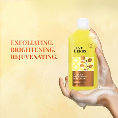 Just Herbs Bath & Body Lime +Liquorice Vitamin C Skin Brightening Exfoliating Body Wash-Paraben & Sls / Sles Free 300ml - Shower Gels & Body Wash