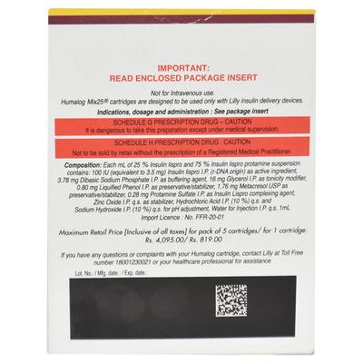 Humalog Mix25 Cartridge 1X3ml - Diabetes-Ins