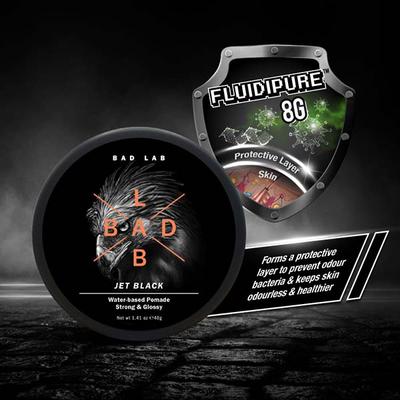 Bad Lab Jet Black Water-based Pomade, Strong & Glossy 40 gm - Pomades