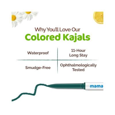 Mamaearth Long Stay Colored Kajal for 11 Hour Long Stay Forest Green 0.35 gm - Kajal & Kohls