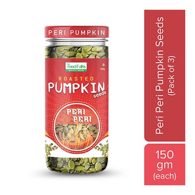 The Food Folks Roasted Pumpkin Seeds - Peri Peri (Pack of 3 x 150 gm) - Nutritional Bars