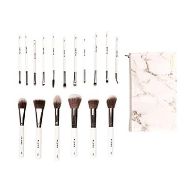Plume Professional Makeup Brush Set Face and Eyes with Marbelicious Makeup Bag 16's - Face Brush
