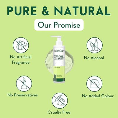 WishCare Pure & Natural Aloe Vera Gel for Face & Hair- Hydrates, Moisturizes & Soothes Skin (200ml) - Skin-Treatment