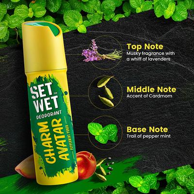 Set Wet Charm Avatar Deodorant and Body Spray Perfume for Men, 150ml each 2's - Men Deodorants/Roll-Ons