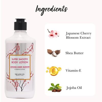 The Love Co. Super Smooth Japanese Cherry Blossom Body Lotion - Daily Skin Moisture for Men and Women, Intense Hydration for Dry Skin 250 ml - Creams/Oils/Lotions