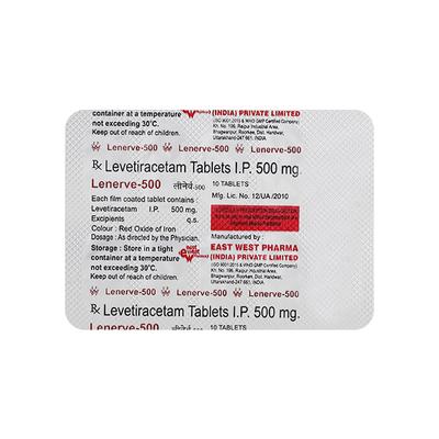 LENERVE 500 Tablet 10's - Epilepsy/Convulsion-Ant