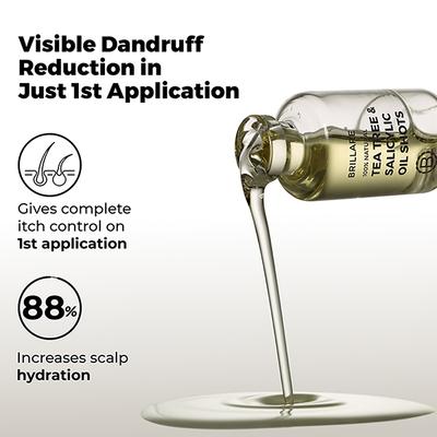 Brillare Tea Tree and Salicylic Oil Shots for Itchy, Flaky, Dandruff Prone Scalp 48ml - Hair Oils