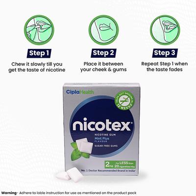 Nicotex 2mg Sugar Free Nicotine Gum - Mint Plus 12's - Nicotine Gums/Lozenges