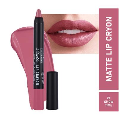 Half N Half Matte Lip Crayon Velvet Soft & Long Lasting, 24H Super Stay, Ultra Creamy, Intensely Pigmented 24, Show Time 3.5 gm - Lip Crayons