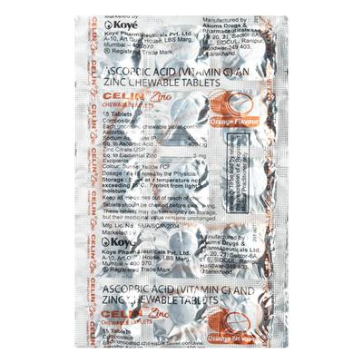 CELIN ZINC Orange Flavour Chewable Tablet 15's - Supplements-Vic