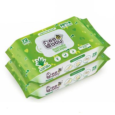 BeeBaby Fresh Baby Wet Wipes. Contains Aloe Vera, Vitamin E & Anti of 72 Wipes 2's - Cotton Buds & Balls
