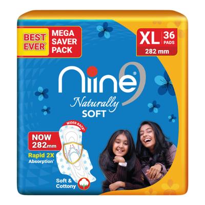 NIINE Naturally Soft Sanitary Napkins XL (282mm) 36's - Sanitary Napkins