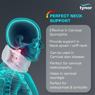 Tynor Cervical Collar Hard Adjustable - White (L) (B 03) - Abdomen/Neck/Arm/Elbow Supports