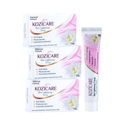 Kozicare Skin Lightening Kit 3 Soap 1 Cream (for Whiter & Brighter Skin) 280 gm - Facial Kits