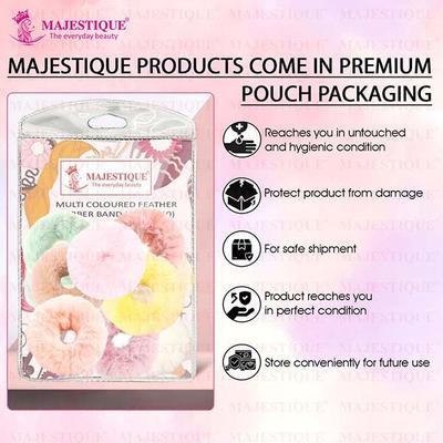 Majestique Fancy Spongy Hair Rubber Band Elastic Ponytail Holder Hair Accessories For Women And Girl - Multicolor 10's - Hair Clips/Bands
