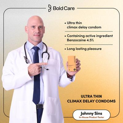 Bold Care Ultra Thin Delay Condoms with 4.5% Benzocaine (Pack Of 10) - Plain/Flavoured Condoms