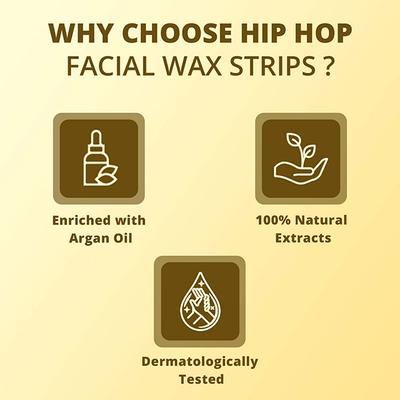 HipHop Facial Wax Strips with Argan Oil - Upper Lip & Sidelocks Strips 10's - Shaving & Hair Removal