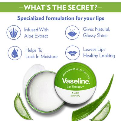 Vaseline Lip Tins Aloe 17 gm - Lip Scrubs