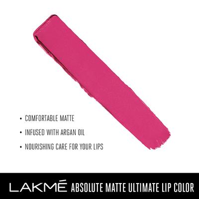 Lakme Absolute Matte Ultimate Lip Color With Argan Oil Orchid Pink 3.4 Gm - Lipsticks