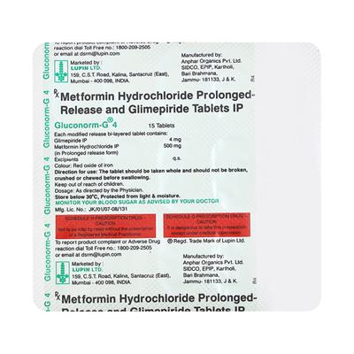 Gluconorm G4 Tablet 15'S - Diabetes-Ant