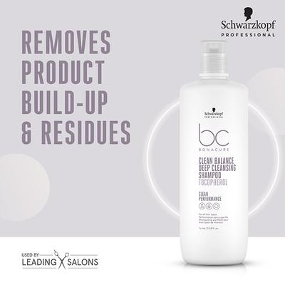 Schwarzkopf Professional Bonacure Clean Balance Deep Cleansing Shampoo with Tocopherol for All Hair Types with Vegan Keratin 1000 ml - Shampoos