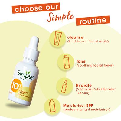 Simple Booster Serum 10 Percent Vitamin C+E+F for Youthful Glowing Skin 15 ml - Face Serum